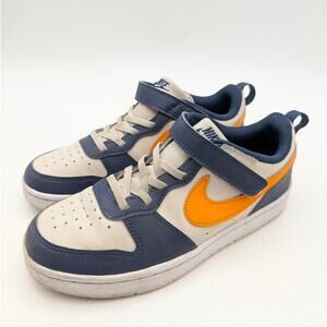 Nike Court Borough Low Recraft Kids Shoes Navy/Beige/Orange Size US3Y EU35
